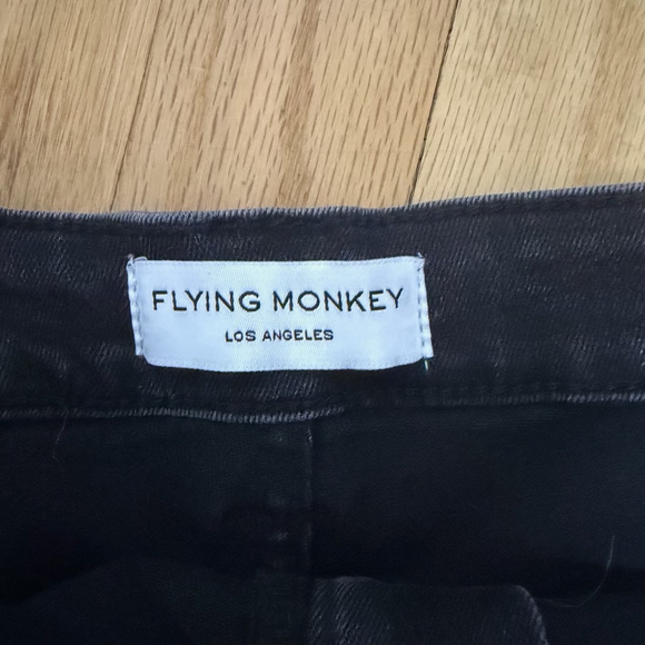 Women's Flying Monkey Black Distressed Jean Shorts Size 32 SKU636 - Picture 3 of 5